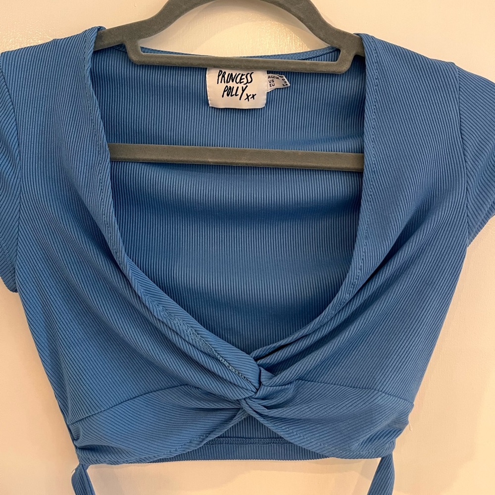 Princess Polly Blue Wrap Top